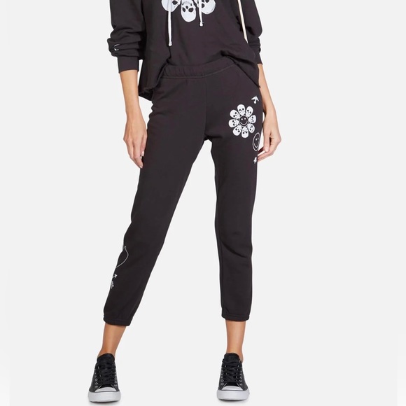 Lauren Moshi Pants - Lauren Moshi limited quantity Autumn happy skull Sweatpants, dark grey, size M